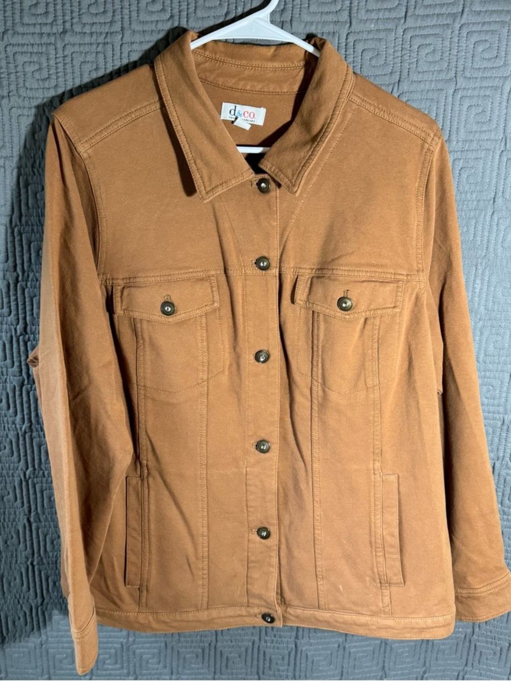 Denim & Company Jacket Women’s 1x Beige Button Long Sleeve Pockets